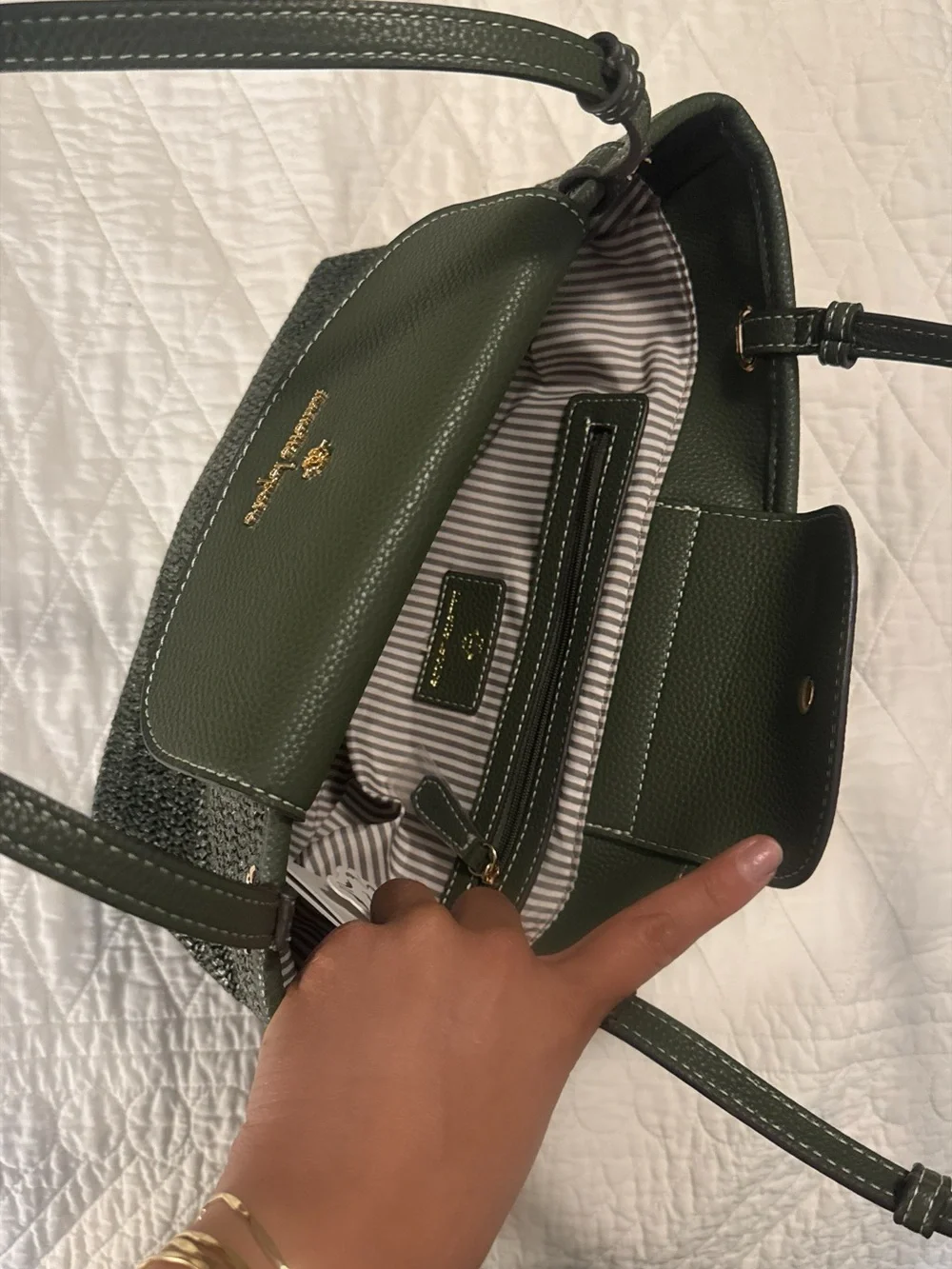 Olive Green Woven Tote Bag / Shoulder bag